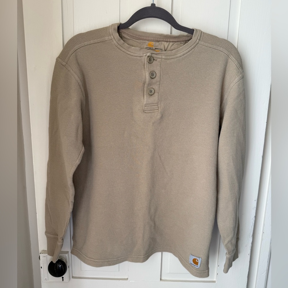 Carhartt Men's Beige Long Sleeve Henley